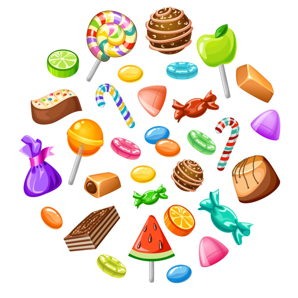 Рисунок вкусняшек и сладостей конфет